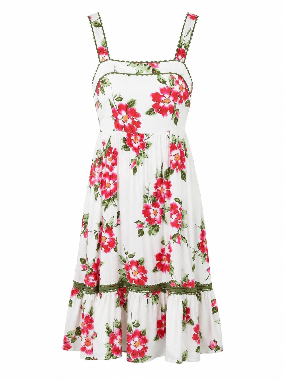 LC Lauren Conrad White Dress with Pink and Green Trim